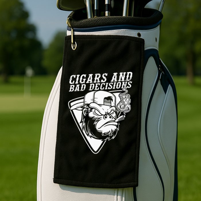 Funny Monkey Cigars And Bad Decisions Golf Towel