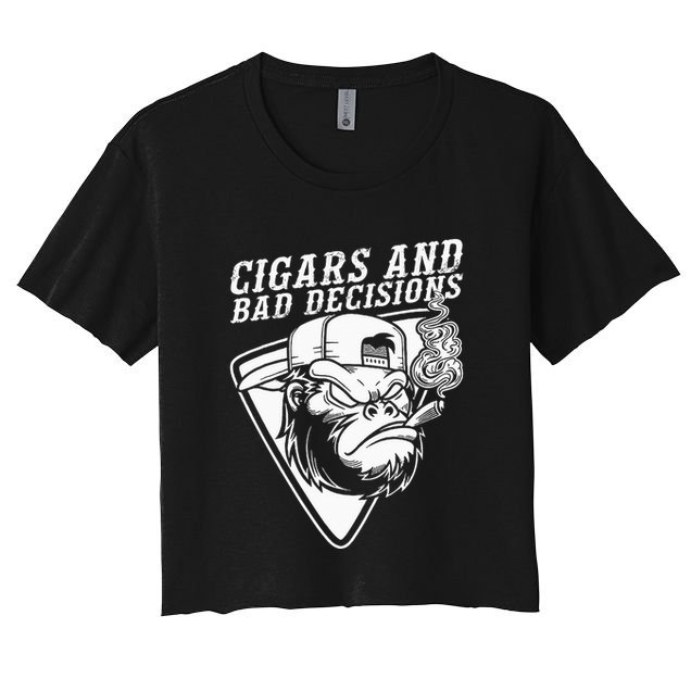 Funny Monkey Cigars And Bad Decisions Crop Top
