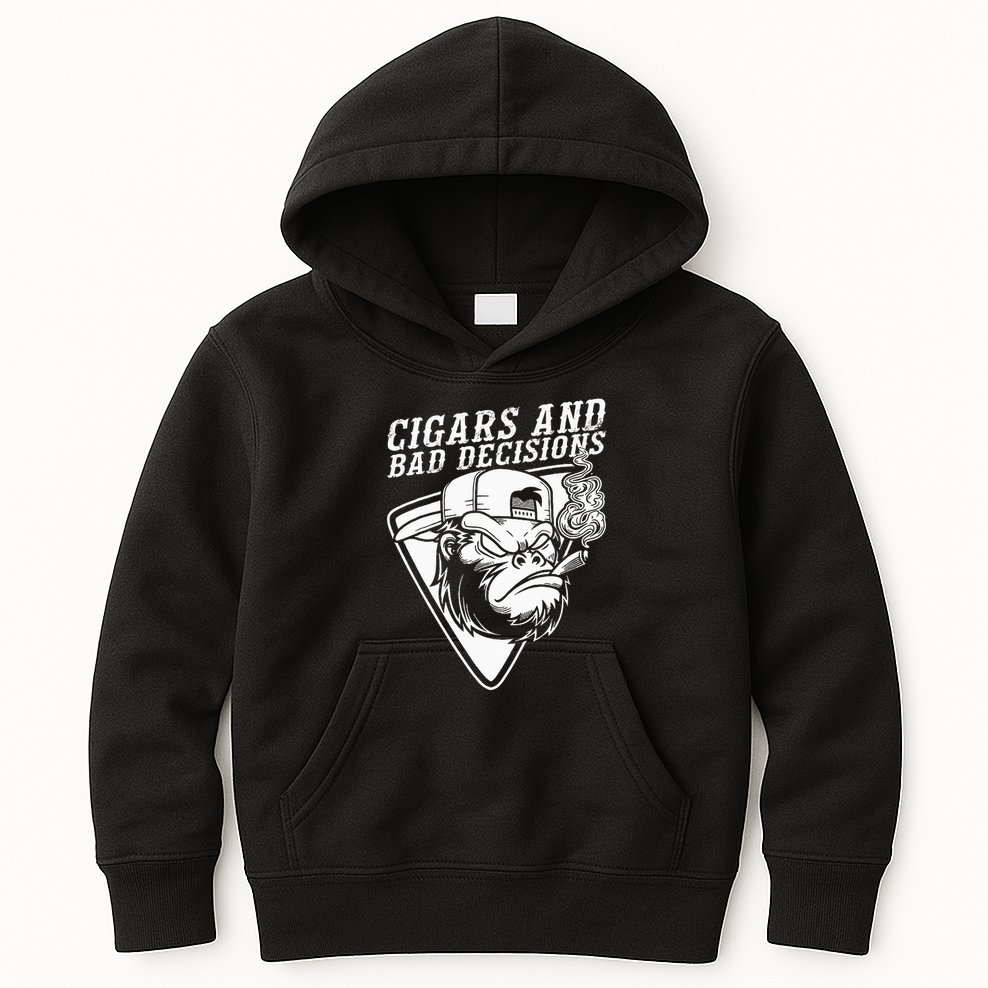 Funny Monkey Cigars And Bad Decisions Kids Hoodie