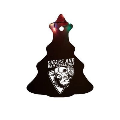 Funny Monkey Cigars And Bad Decisions Ceramic Tree Ornament