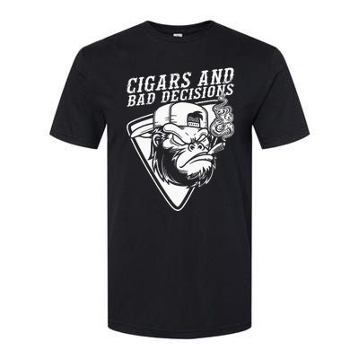 Funny Monkey Cigars And Bad Decisions Softstyle CVC T-Shirt