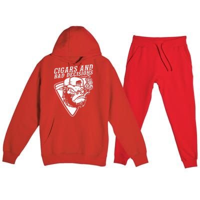 Funny Monkey Cigars And Bad Decisions Premium Hooded Sweatsuit Set