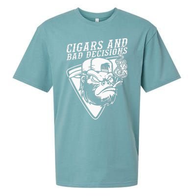 Funny Monkey Cigars And Bad Decisions Sueded Cloud Jersey T-Shirt