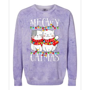 Funny Meowy Catmas Merry Christmas Kitten Pajama Colorblast Crewneck Sweatshirt