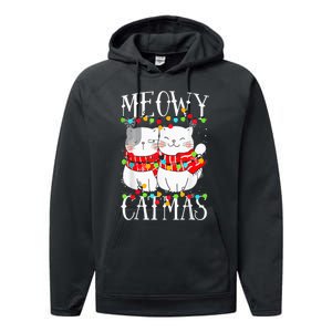 Funny Meowy Catmas Merry Christmas Kitten Pajama Performance Fleece Hoodie