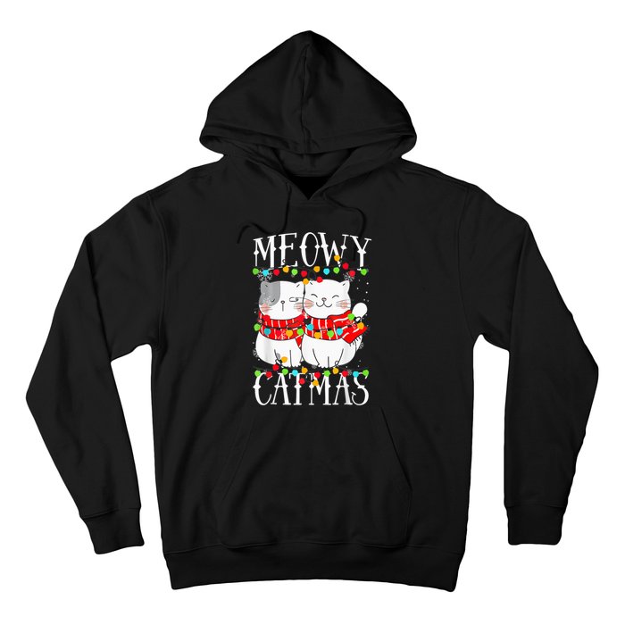 Funny Meowy Catmas Merry Christmas Kitten Pajama Hoodie