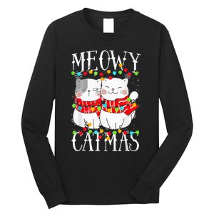 Funny Meowy Catmas Merry Christmas Kitten Pajama Long Sleeve Shirt