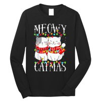 Funny Meowy Catmas Merry Christmas Kitten Pajama Long Sleeve Shirt