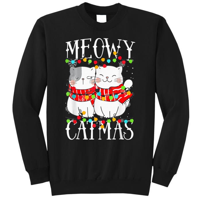 Funny Meowy Catmas Merry Christmas Kitten Pajama Sweatshirt