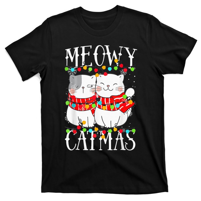 Funny Meowy Catmas Merry Christmas Kitten Pajama T-Shirt