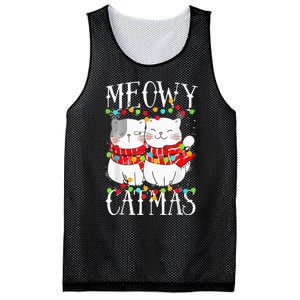 Funny Meowy Catmas Merry Christmas Kitten Pajama Mesh Reversible Basketball Jersey Tank