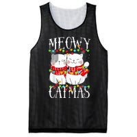 Funny Meowy Catmas Merry Christmas Kitten Pajama Mesh Reversible Basketball Jersey Tank