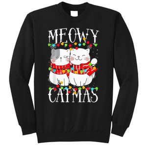 Funny Meowy Catmas Merry Christmas Kitten Pajama Tall Sweatshirt