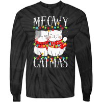 Funny Meowy Catmas Merry Christmas Kitten Pajama Tie-Dye Long Sleeve Shirt