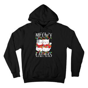 Funny Meowy Catmas Merry Christmas Kitten Pajama Tall Hoodie