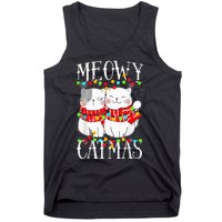 Funny Meowy Catmas Merry Christmas Kitten Pajama Tank Top