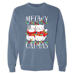 Funny Meowy Catmas Merry Christmas Kitten Pajama Garment-Dyed Sweatshirt