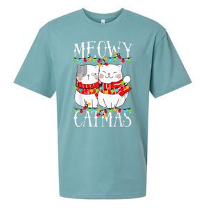 Funny Meowy Catmas Merry Christmas Kitten Pajama Sueded Cloud Jersey T-Shirt