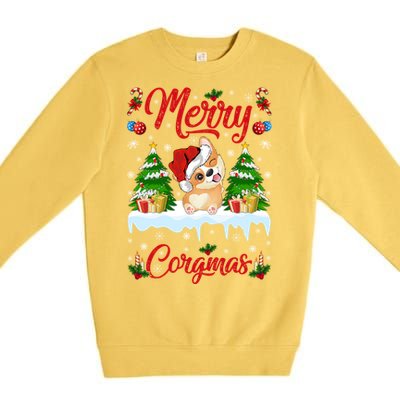 Funny Merry Corgmas Xmas Gift Santa Hat Corgi Christmas Cute Gift Premium Crewneck Sweatshirt