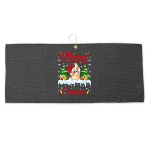 Funny Merry Corgmas Xmas Gift Santa Hat Corgi Christmas Cute Gift Large Microfiber Waffle Golf Towel