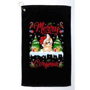 Funny Merry Corgmas Xmas Gift Santa Hat Corgi Christmas Cute Gift Platinum Collection Golf Towel