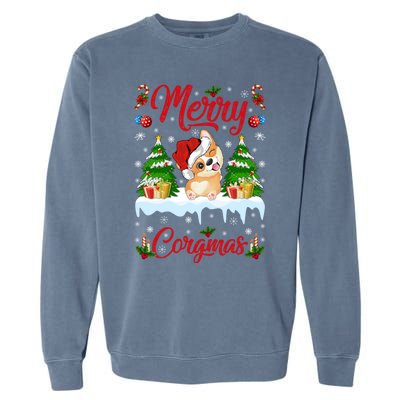 Funny Merry Corgmas Xmas Gift Santa Hat Corgi Christmas Cute Gift Garment-Dyed Sweatshirt