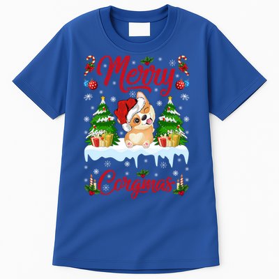 Funny Merry Corgmas Xmas Gift Santa Hat Corgi Christmas Cute Gift Tall T-Shirt