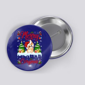 Funny Merry Corgmas Xmas Gift Santa Hat Corgi Christmas Cute Gift Button