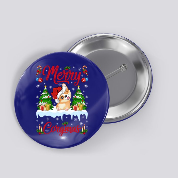 Funny Merry Corgmas Xmas Gift Santa Hat Corgi Christmas Cute Gift Button