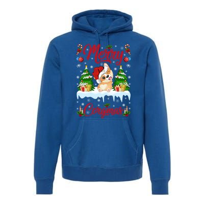 Funny Merry Corgmas Xmas Gift Santa Hat Corgi Christmas Cute Gift Premium Hoodie