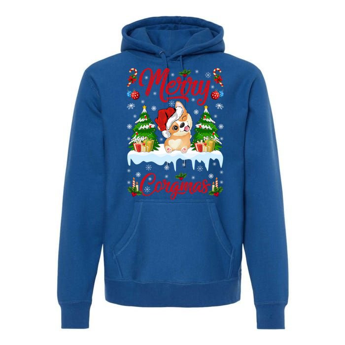 Funny Merry Corgmas Xmas Gift Santa Hat Corgi Christmas Cute Gift Premium Hoodie