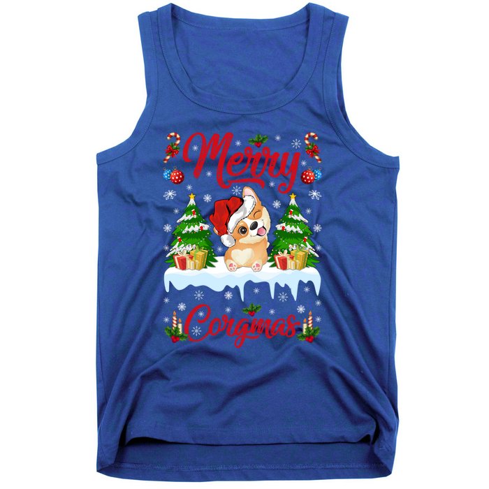 Funny Merry Corgmas Xmas Gift Santa Hat Corgi Christmas Cute Gift Tank Top