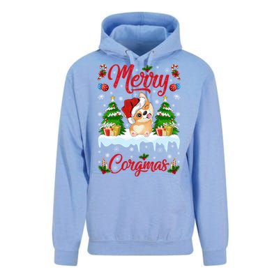 Funny Merry Corgmas Xmas Gift Santa Hat Corgi Christmas Cute Gift Unisex Surf Hoodie