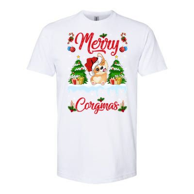 Funny Merry Corgmas Xmas Gift Santa Hat Corgi Christmas Cute Gift Softstyle CVC T-Shirt