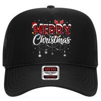 Funny Merry Christmas Lights Xmas Family High Crown Mesh Back Trucker Hat