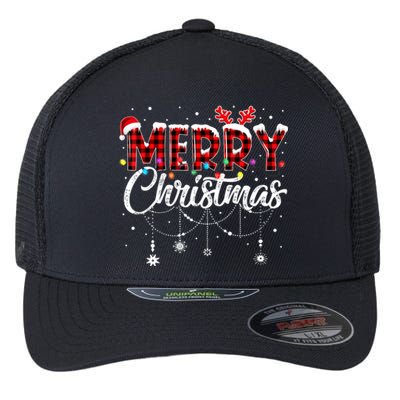 Funny Merry Christmas Lights Xmas Family Flexfit Unipanel Trucker Cap