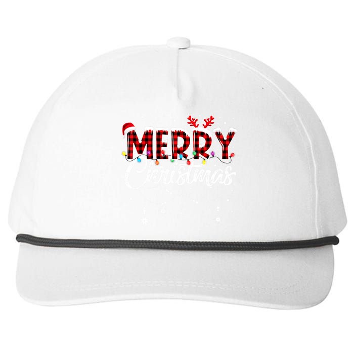 Funny Merry Christmas Lights Xmas Family Snapback Five-Panel Rope Hat