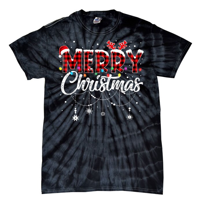 Funny Merry Christmas Lights Xmas Family Tie-Dye T-Shirt