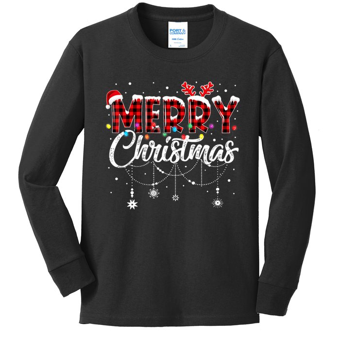 Funny Merry Christmas Lights Xmas Family Kids Long Sleeve Shirt