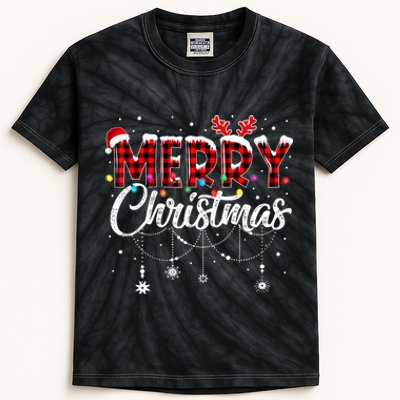 Funny Merry Christmas Lights Xmas Family Kids Tie-Dye T-Shirt