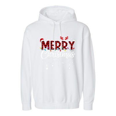 Funny Merry Christmas Lights Xmas Family Garment-Dyed Fleece Hoodie