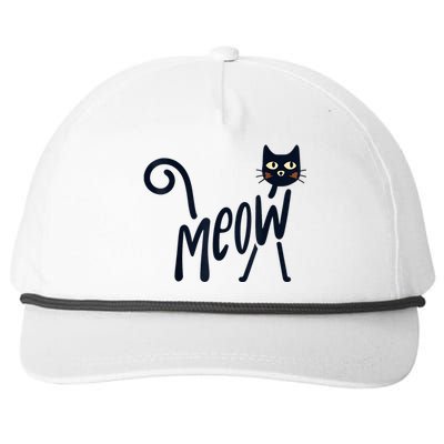 Funny Meow Cat In Black Snapback Five-Panel Rope Hat