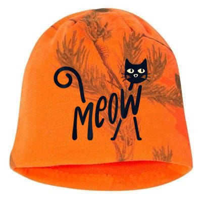 Funny Meow Cat In Black Kati - Camo Knit Beanie