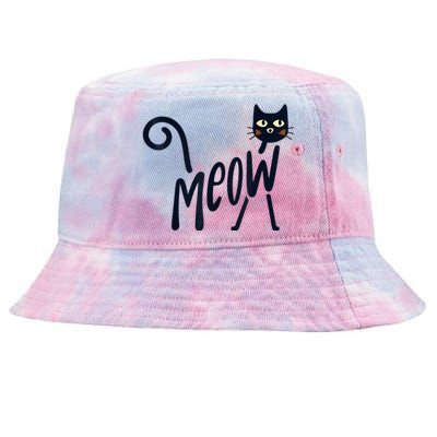 Funny Meow Cat In Black Tie-Dyed Bucket Hat