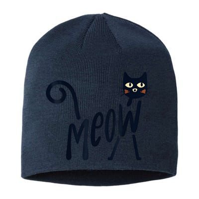 Funny Meow Cat In Black Sustainable Beanie