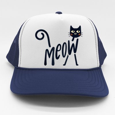 Funny Meow Cat In Black Trucker Hat