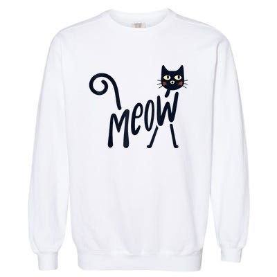 Funny Meow Cat In Black Garment-Dyed Sweatshirt