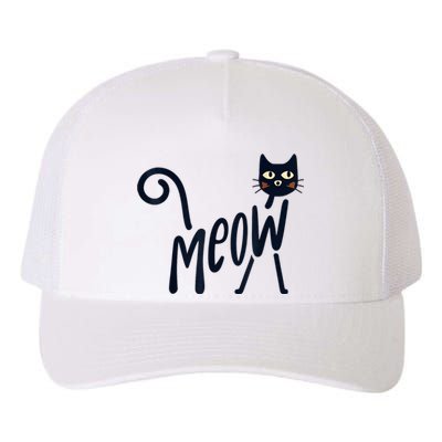 Funny Meow Cat In Black Yupoong Adult 5-Panel Trucker Hat