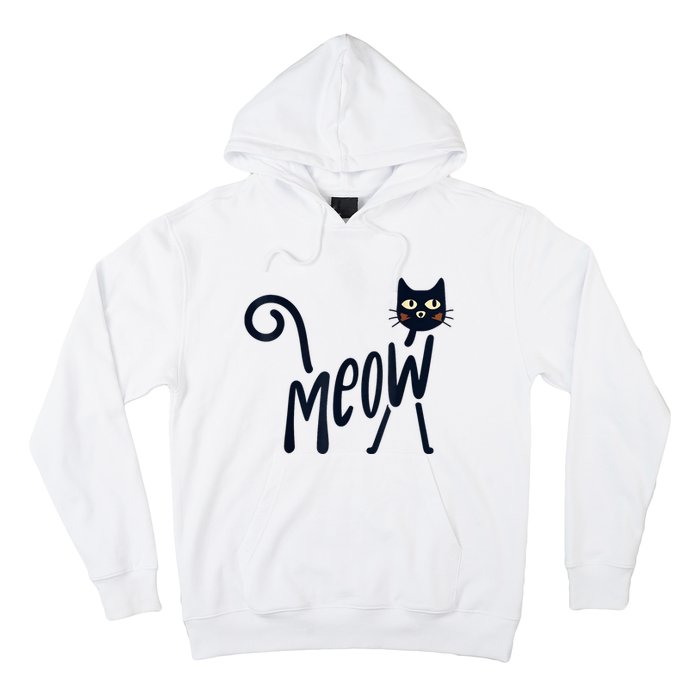 Funny Meow Cat In Black Hoodie