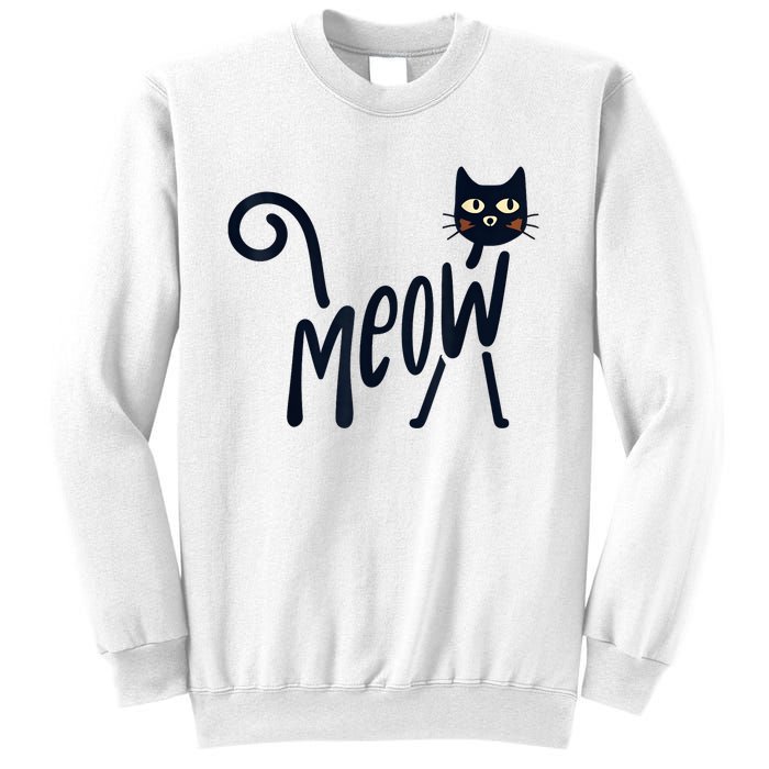 Funny Meow Cat In Black Sweatshirt